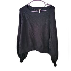 Free People Found My Friend Pullover Women Size XS Boucle Knit Black Cozy